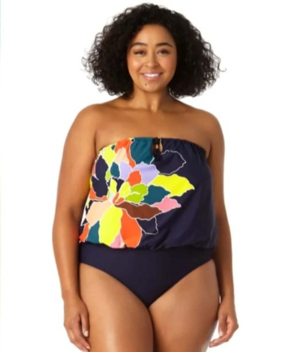 Anne Cole Blouson One-Piece Swimsuit Plus 22W Adjustible Strap BathingSuit Beach